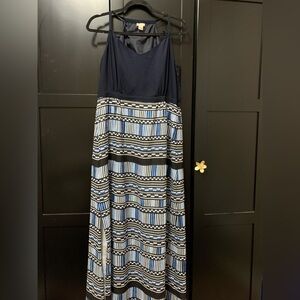 J. Crew Navy dress 14 flowy light boho maxi resortwear vacation cruise